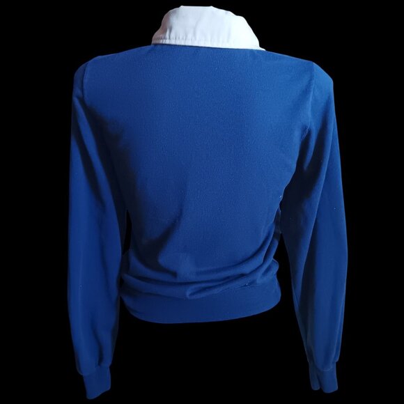 Vintage Women's S/M Pullover Shirt 1970's Kangaroo Pouch Pockets Disco Collar - Picture 4 of 5